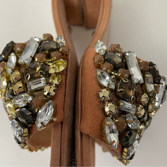 SCHUTZ Victoria Jewelled Embellished Leather Sandal Slides Size 7 - Picture 4 of 12